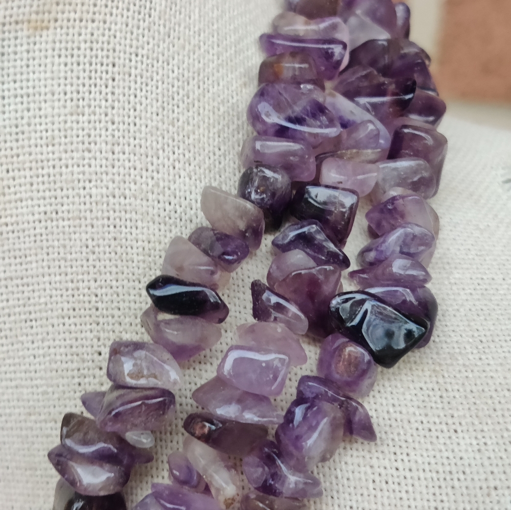 Vintage Heavy Long Amethyst Necklace - Picture 3 of 6